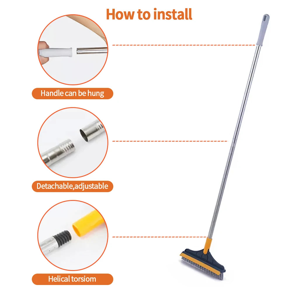 3 In 1 Cleaning Rotating Brush For Multi-Room With Long Handle and Crevice Brush