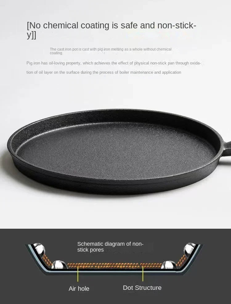 26cm Cast Iron Frying Pan Uncoated Non-stick Multi-Food Use Cookware