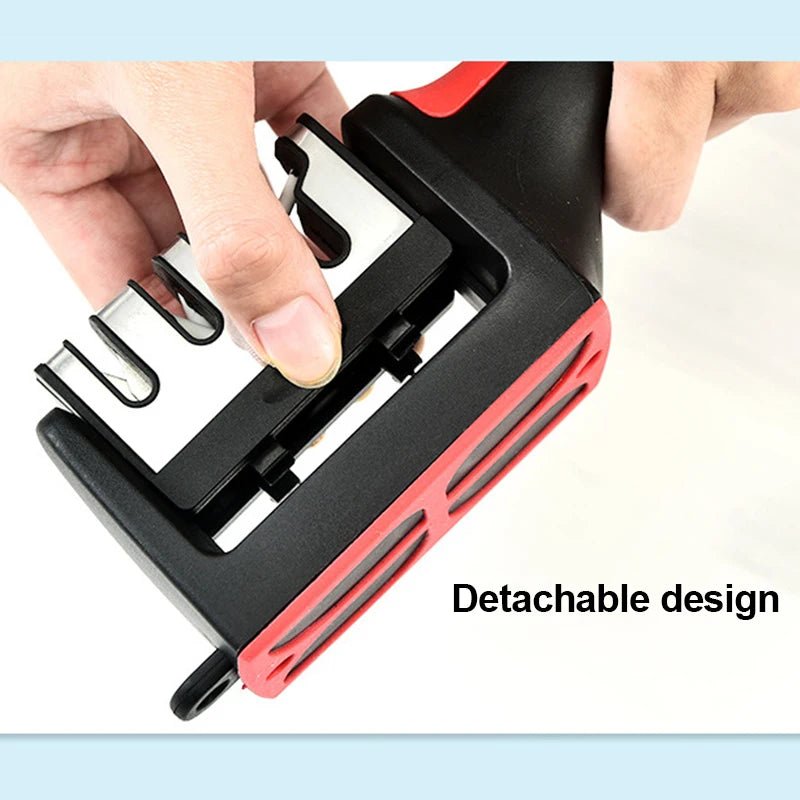 Kitchen 4 Segment Knife Sharpener Multi-Functional Hand-Held Three-Purpose Black Sharpening Stone - Lovies Kitchenwares