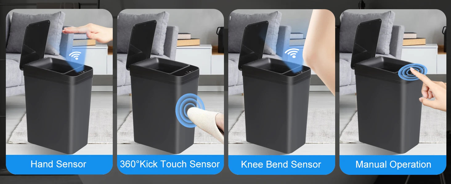 2 Pack 12L  Automatic Multi-Room Hand Sensor Trash Cans