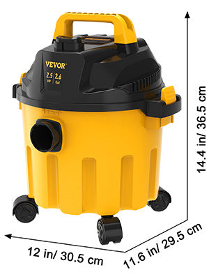 Wet Dry Vac 2.6 Gallon 2.5 Peak HP 3 in 1 Portable Shop Vacuum