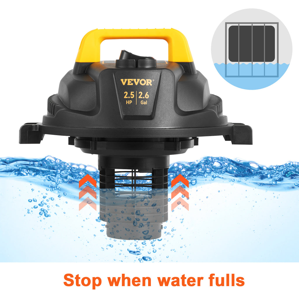 Wet Dry Vac 2.6 Gallon 2.5 Peak HP 3 in 1 Portable Shop Vacuum